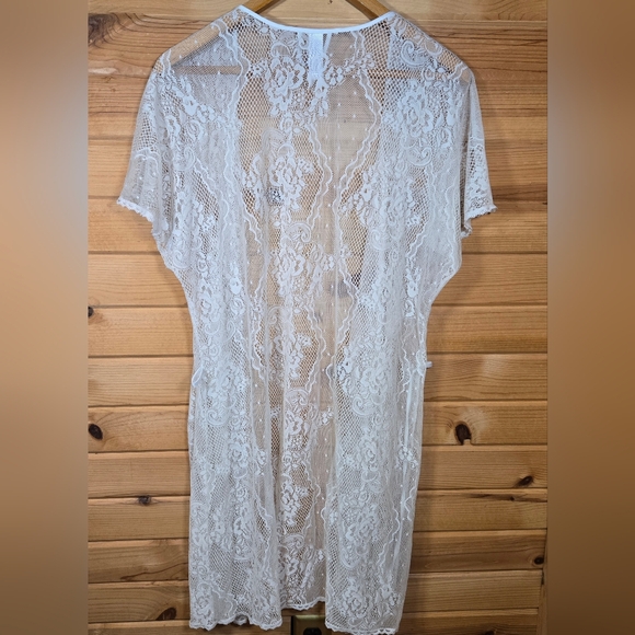 Secret Treasures Womens Lace Robe Duster Sheer Ivory 2XL Cottagecore Fairy Boho - Picture 6 of 9